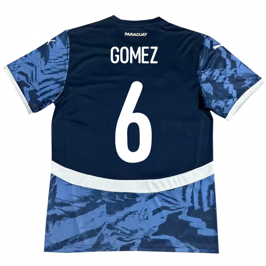 Damen Fußball Paraguay Marcos Gómez #6 Blau Auswärtstrikot Trikot 24-26 T-Shirt Luxemburg