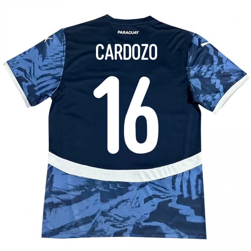Damen Fußball Paraguay Juan Cardozo #16 Blau Auswärtstrikot Trikot 24-26 T-Shirt Luxemburg