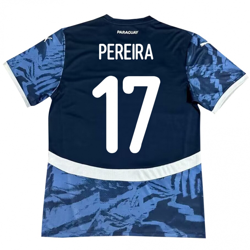 Damen Fußball Paraguay Kevin Pereira #17 Blau Auswärtstrikot Trikot 24-26 T-Shirt Luxemburg