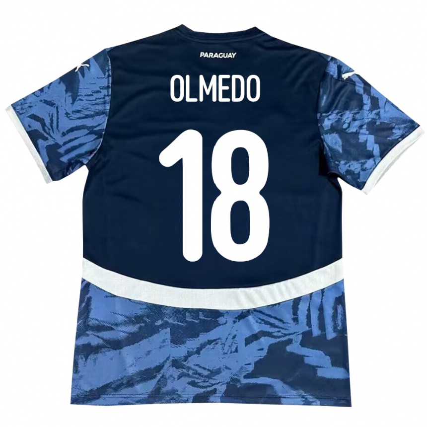 Damen Fußball Paraguay Cesar Olmedo #18 Blau Auswärtstrikot Trikot 24-26 T-Shirt Luxemburg