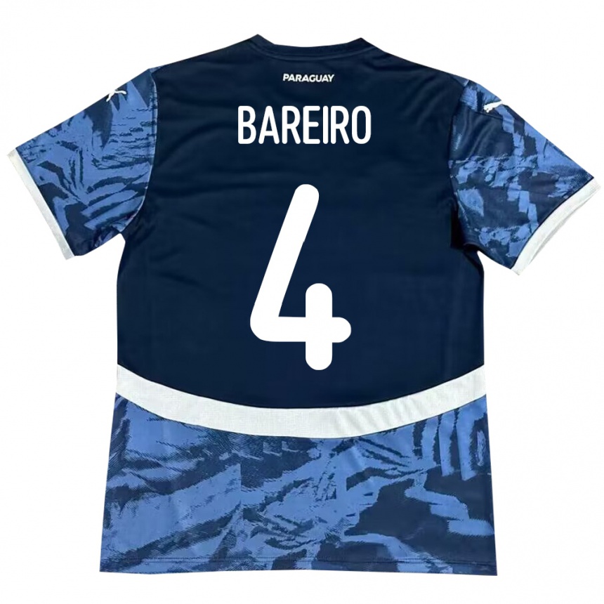 Damen Fußball Paraguay Daysy Bareiro #4 Blau Auswärtstrikot Trikot 24-26 T-Shirt Luxemburg