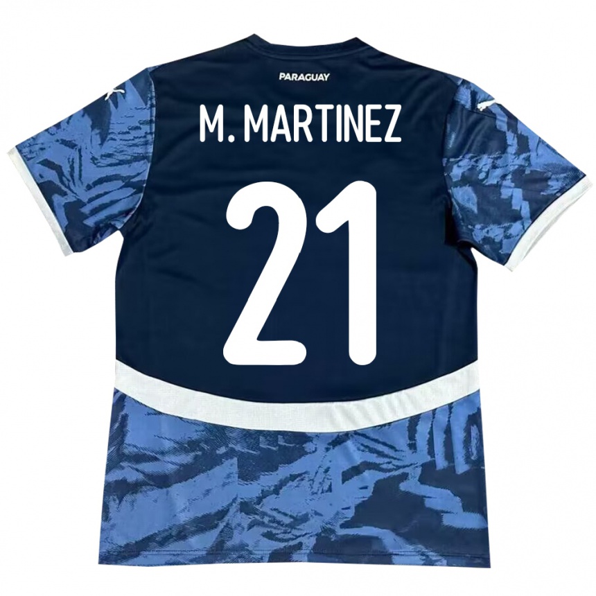 Damen Fußball Paraguay María Martínez #21 Blau Auswärtstrikot Trikot 24-26 T-Shirt Luxemburg