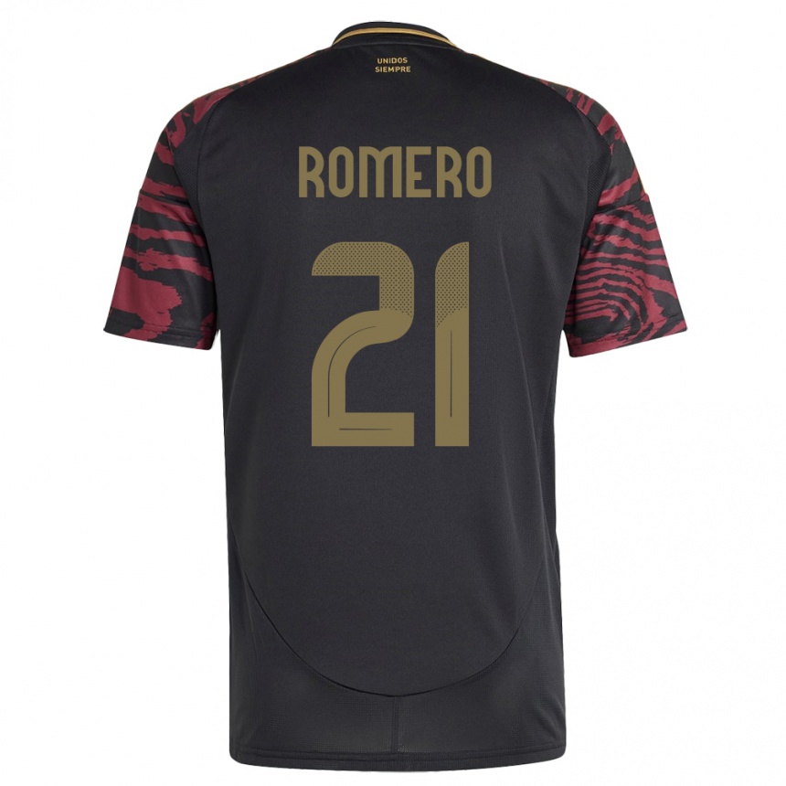 Damen Fußball Peru Diego Romero #21 Schwarz Auswärtstrikot Trikot 24-26 T-Shirt Luxemburg