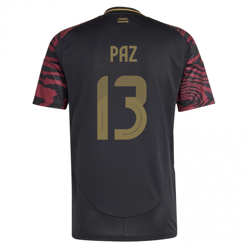 Damen Fußball Peru Braidy Paz #13 Schwarz Auswärtstrikot Trikot 24-26 T-Shirt Luxemburg