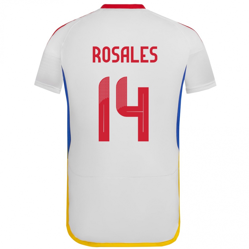 Damen Fußball Venezuela Roberto Rosales #14 Weiß Auswärtstrikot Trikot 24-26 T-Shirt Luxemburg