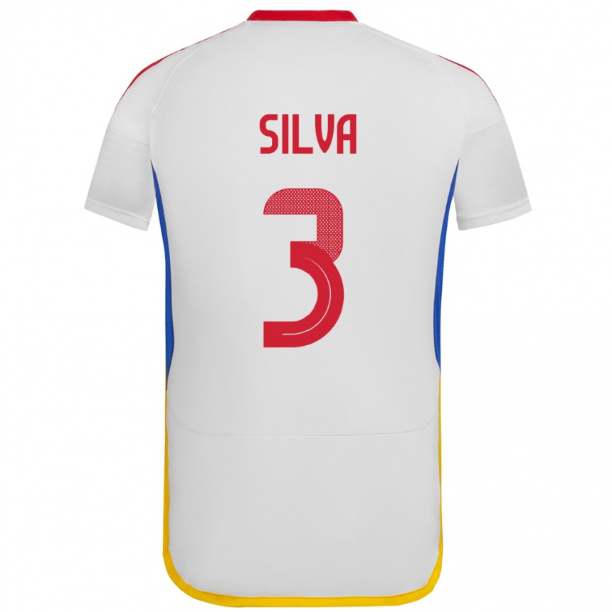 Damen Fußball Venezuela Santiago Silva #3 Weiß Auswärtstrikot Trikot 24-26 T-Shirt Luxemburg