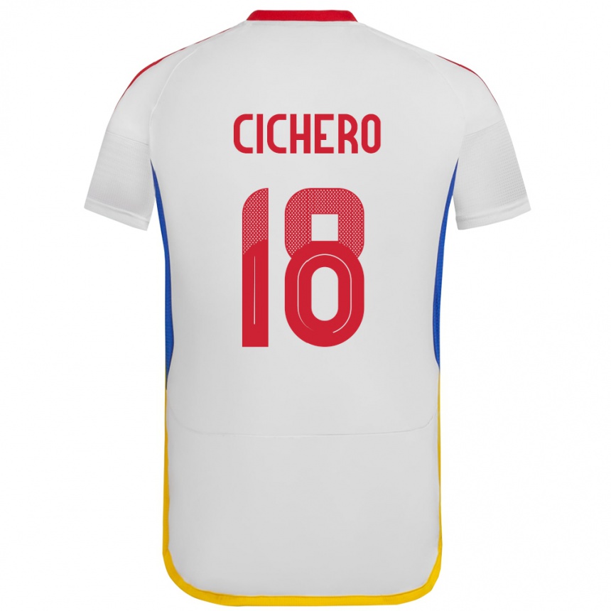 Damen Fußball Venezuela Alejandro Cichero #18 Weiß Auswärtstrikot Trikot 24-26 T-Shirt Luxemburg