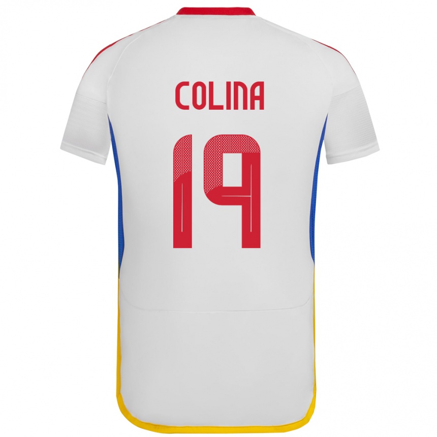 Damen Fußball Venezuela Junior Colina #19 Weiß Auswärtstrikot Trikot 24-26 T-Shirt Luxemburg