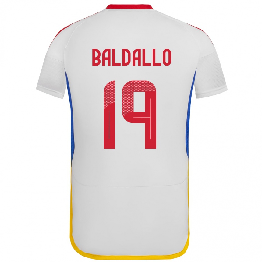 Damen Fußball Venezuela Micheel Baldallo #19 Weiß Auswärtstrikot Trikot 24-26 T-Shirt Luxemburg