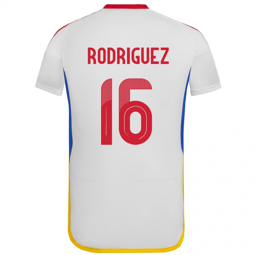 Damen Fußball Venezuela Arianna Rodríguez #16 Weiß Auswärtstrikot Trikot 24-26 T-Shirt Luxemburg