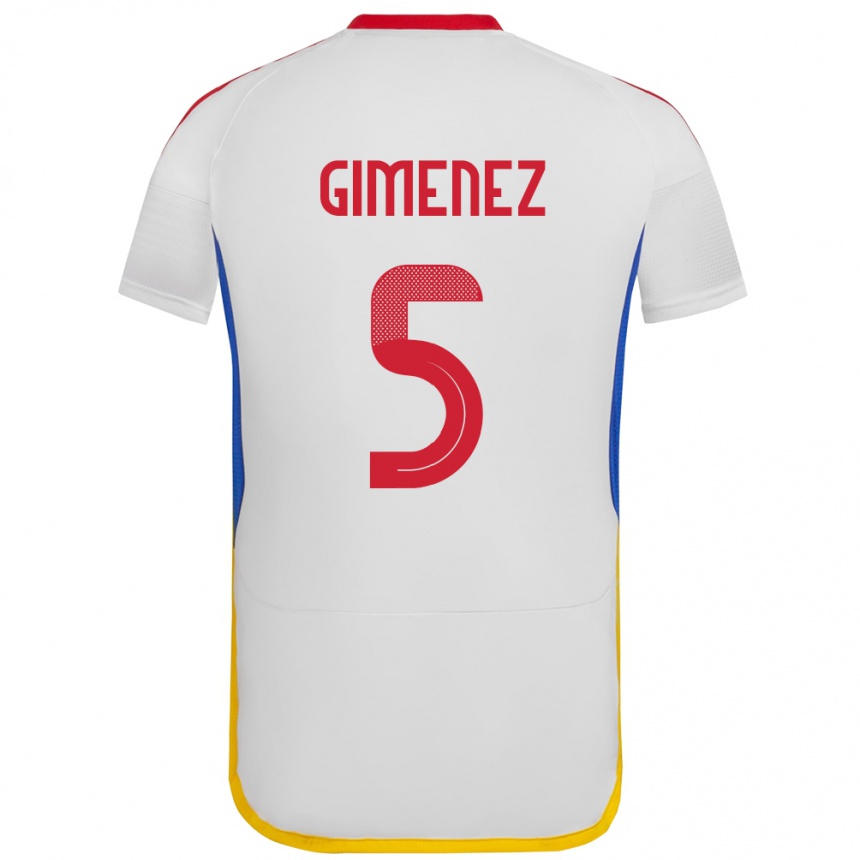 Damen Fußball Venezuela Yenifer Giménez #5 Weiß Auswärtstrikot Trikot 24-26 T-Shirt Luxemburg