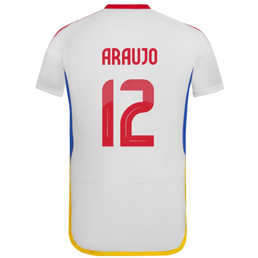 Damen Fußball Venezuela Sabrina Araujo #12 Weiß Auswärtstrikot Trikot 24-26 T-Shirt Luxemburg