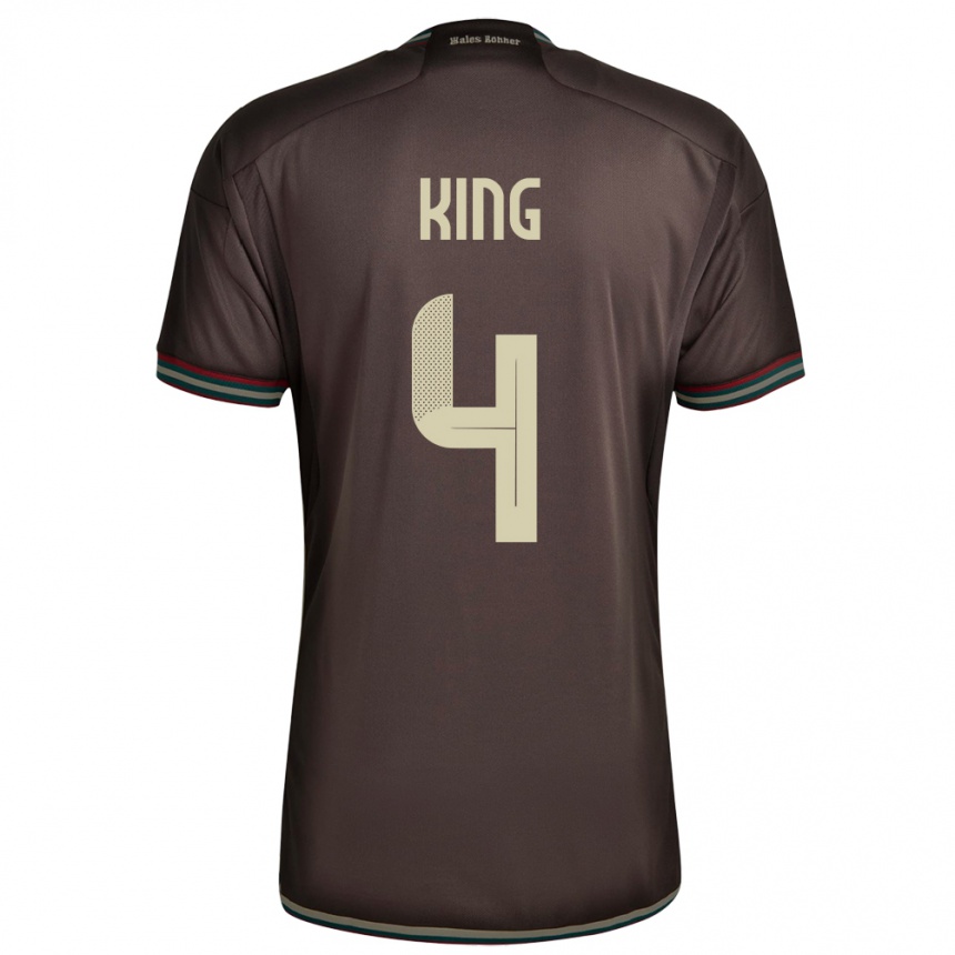 Damen Fußball Jamaika Richard King #4 Nachtbraun Auswärtstrikot Trikot 24-26 T-Shirt Luxemburg