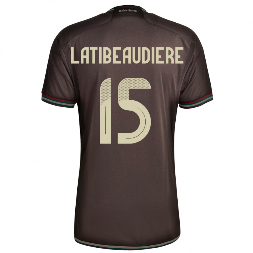 Damen Fußball Jamaika Joel Latibeaudiere #15 Nachtbraun Auswärtstrikot Trikot 24-26 T-Shirt Luxemburg