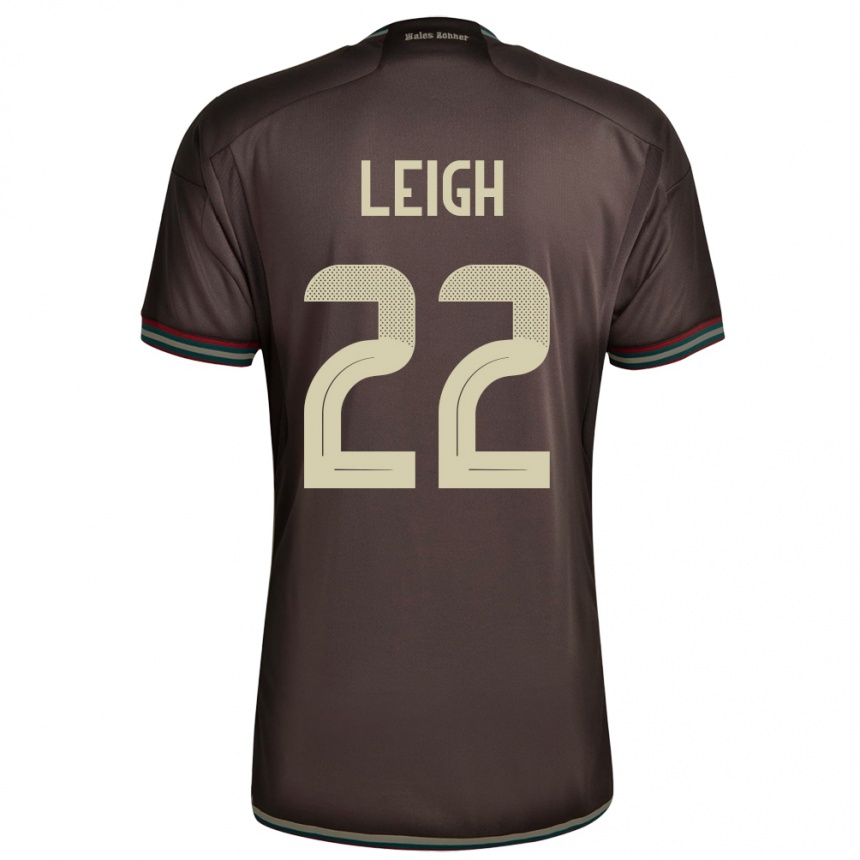Damen Fußball Jamaika Greg Leigh #22 Nachtbraun Auswärtstrikot Trikot 24-26 T-Shirt Luxemburg