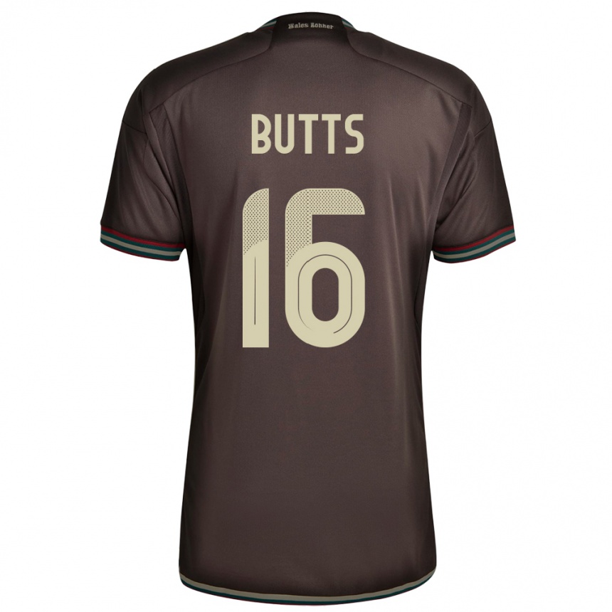 Damen Fußball Jamaika Njeri Butts #16 Nachtbraun Auswärtstrikot Trikot 24-26 T-Shirt Luxemburg