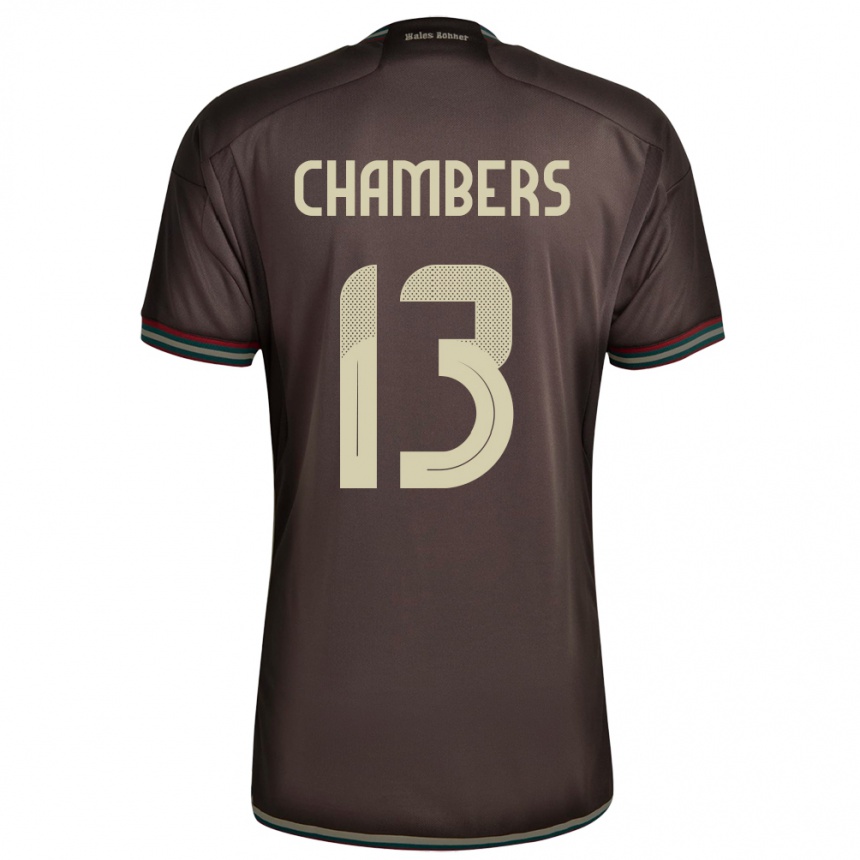 Damen Fußball Jamaika Chris-Ann Chambers #13 Nachtbraun Auswärtstrikot Trikot 24-26 T-Shirt Luxemburg