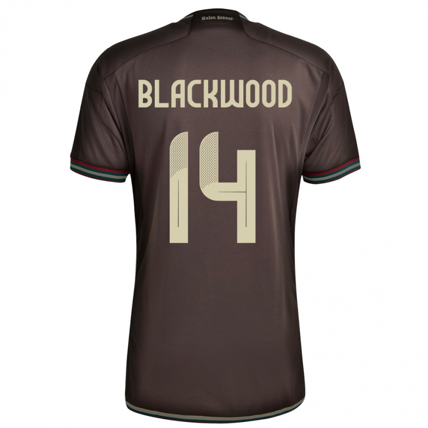Damen Fußball Jamaika Deneisha Blackwood #14 Nachtbraun Auswärtstrikot Trikot 24-26 T-Shirt Luxemburg