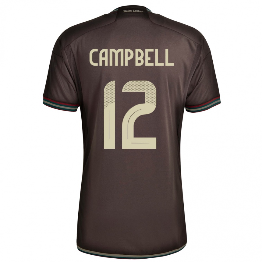 Damen Fußball Jamaika Sashana Campbell #12 Nachtbraun Auswärtstrikot Trikot 24-26 T-Shirt Luxemburg