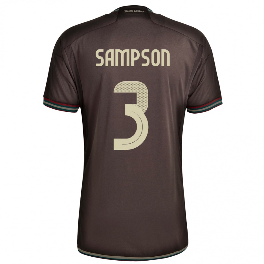 Damen Fußball Jamaika Vyan Sampson #3 Nachtbraun Auswärtstrikot Trikot 24-26 T-Shirt Luxemburg
