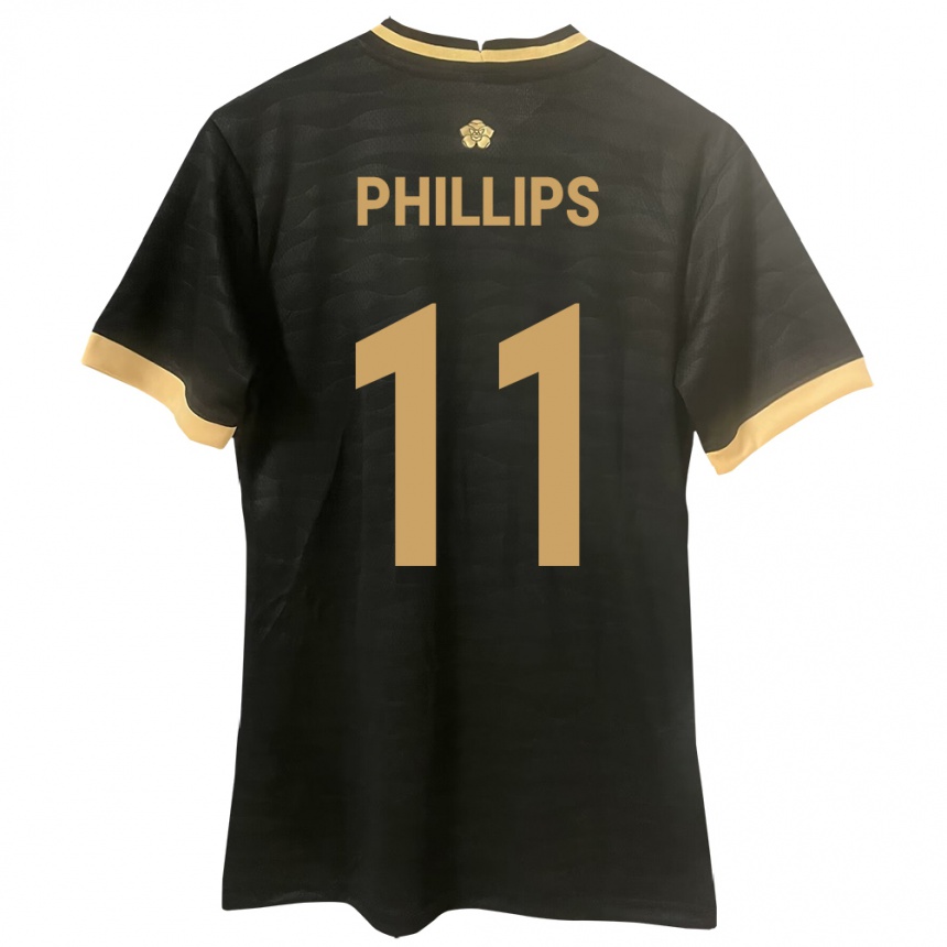 Damen Fußball Panama Ricardo Phillips #11 Schwarz Auswärtstrikot Trikot 24-26 T-Shirt Luxemburg