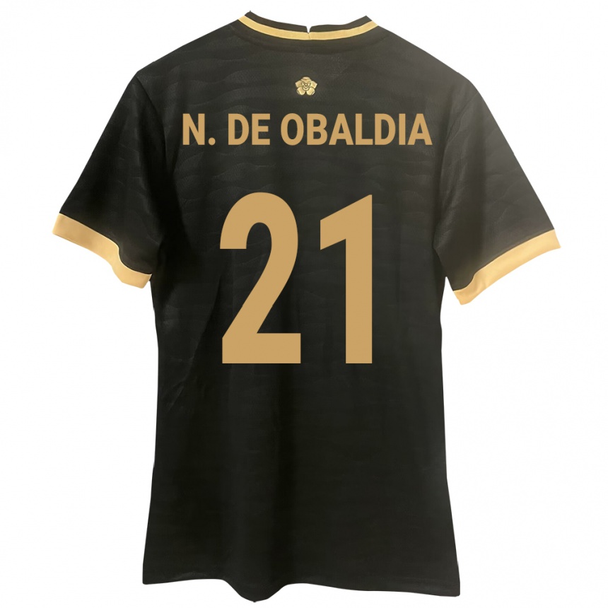 Damen Fußball Panama Nicole De Obaldía #21 Schwarz Auswärtstrikot Trikot 24-26 T-Shirt Luxemburg