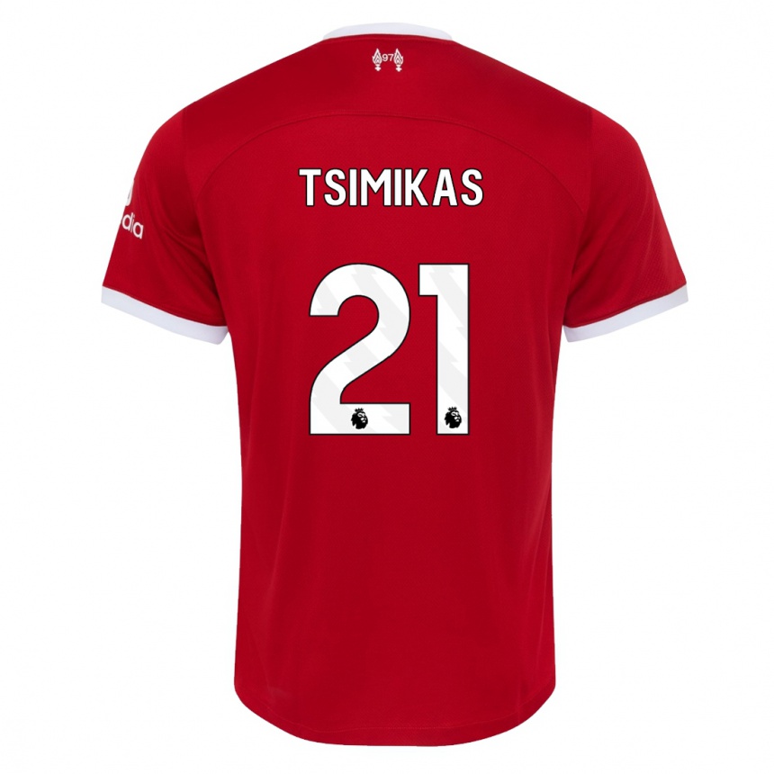 Kinder Fußball Konstantinos Tsimikas #21 Rot Heimtrikot Trikot 2023/24 T-Shirt Luxemburg