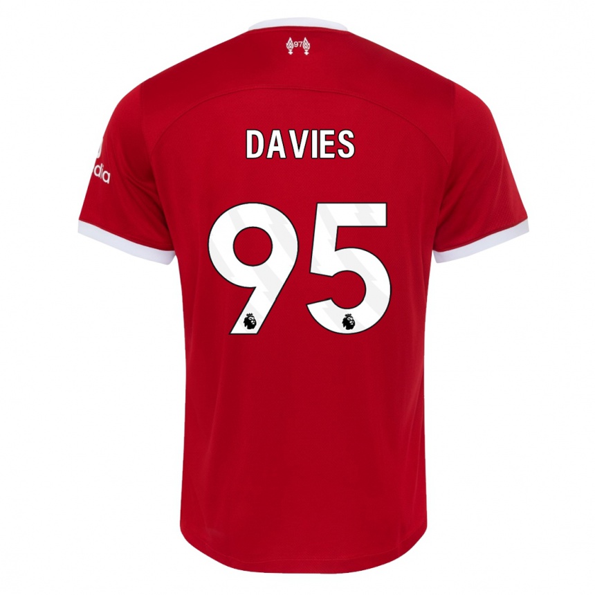 Kinder Fußball Harvey Davies #95 Rot Heimtrikot Trikot 2023/24 T-Shirt Luxemburg