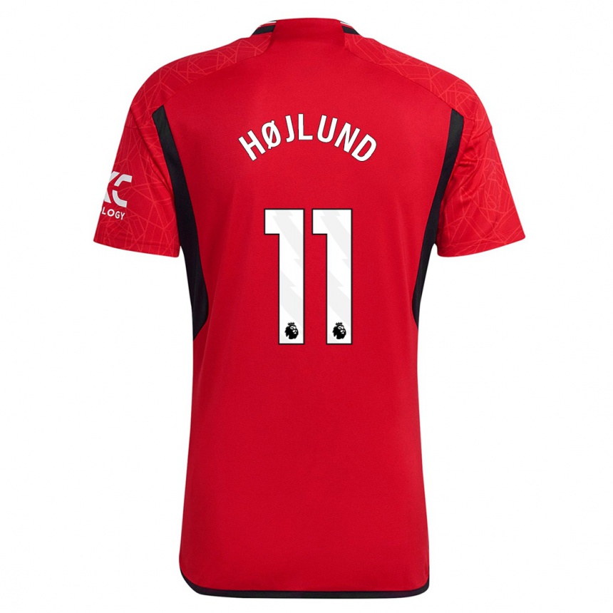 Kinder Fußball Rasmus Højlund #11 Rot Heimtrikot Trikot 2023/24 T-Shirt Luxemburg