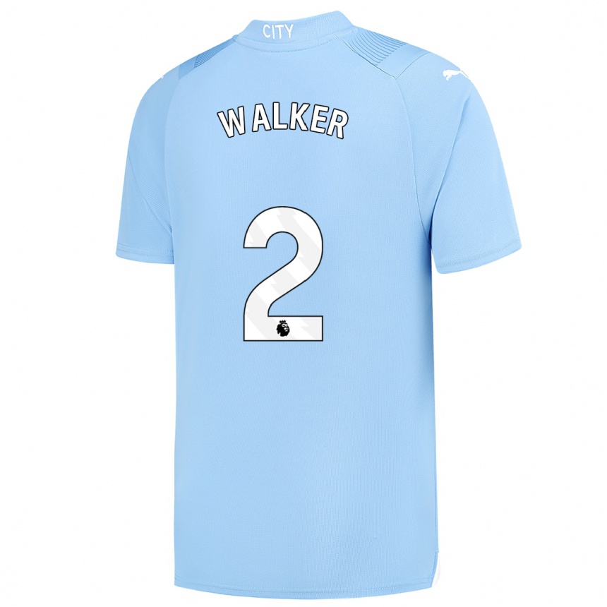 Kinder Fußball Kyle Walker #2 Hellblau Heimtrikot Trikot 2023/24 T-Shirt Luxemburg