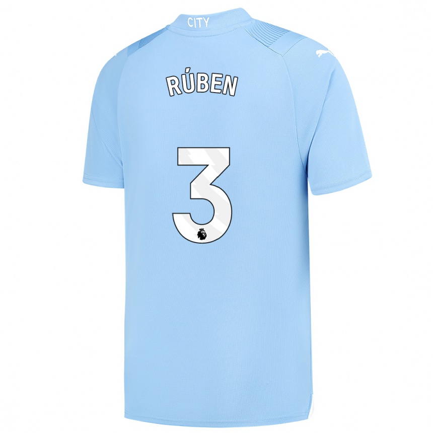 Kinder Fußball Ruben Dias #3 Hellblau Heimtrikot Trikot 2023/24 T-Shirt Luxemburg