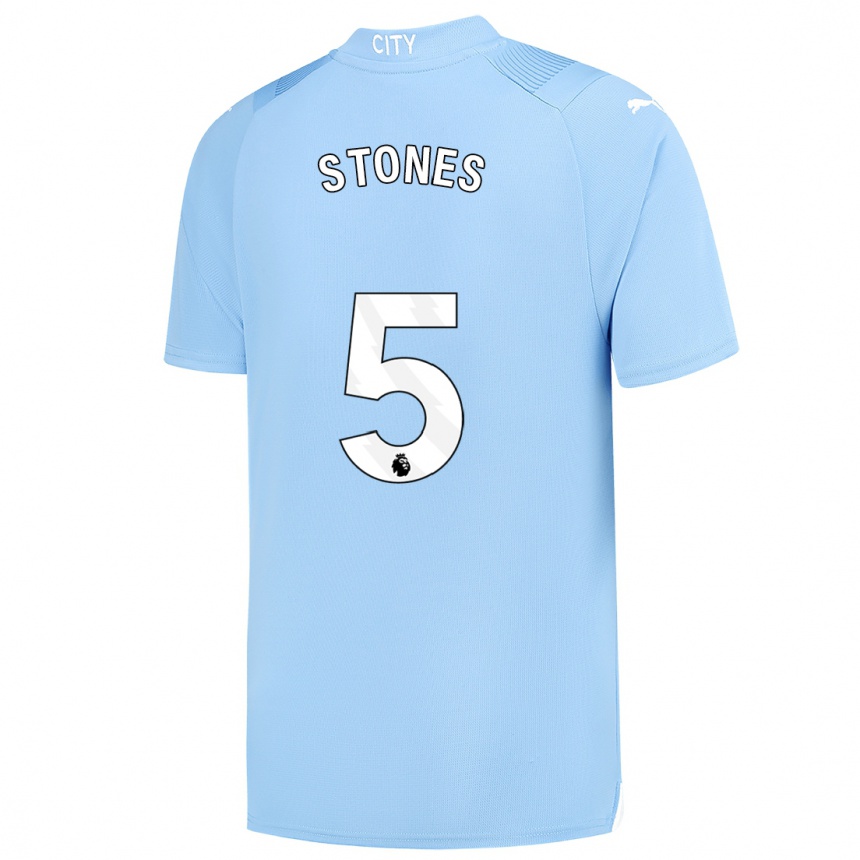 Kinder Fußball John Stones #5 Hellblau Heimtrikot Trikot 2023/24 T-Shirt Luxemburg