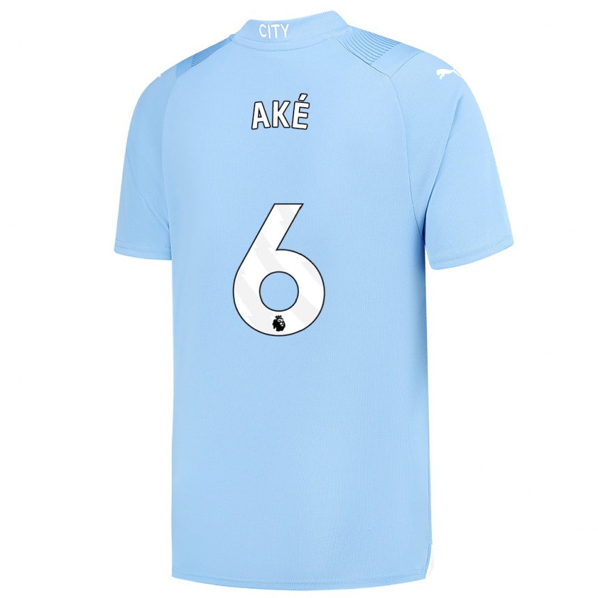 Kinder Fußball Nathan Ake #6 Hellblau Heimtrikot Trikot 2023/24 T-Shirt Luxemburg