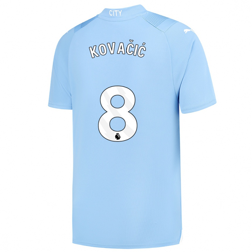 Kinder Fußball Mateo Kovacic #8 Hellblau Heimtrikot Trikot 2023/24 T-Shirt Luxemburg