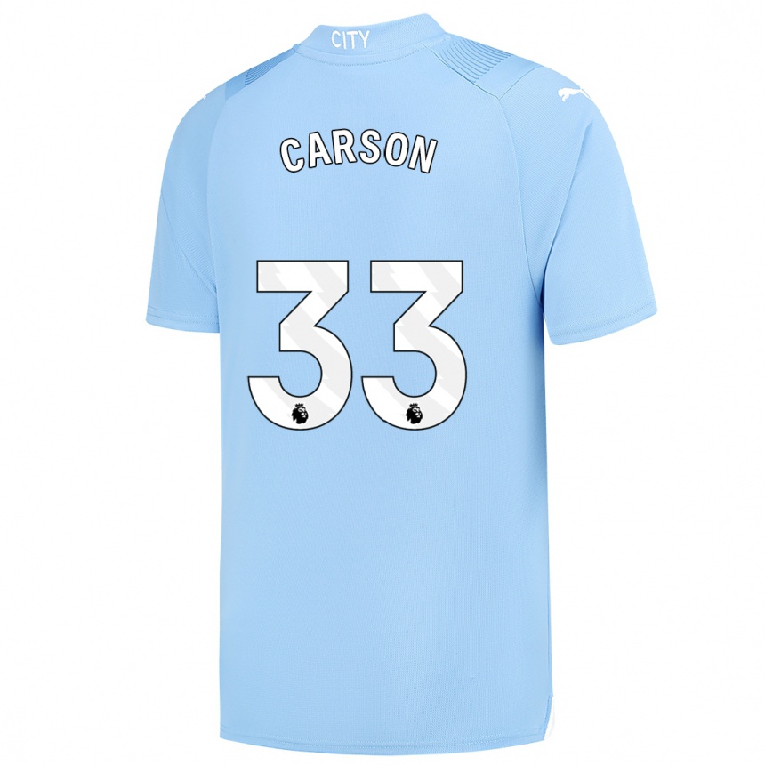 Kinder Fußball Scott Carson #33 Hellblau Heimtrikot Trikot 2023/24 T-Shirt Luxemburg