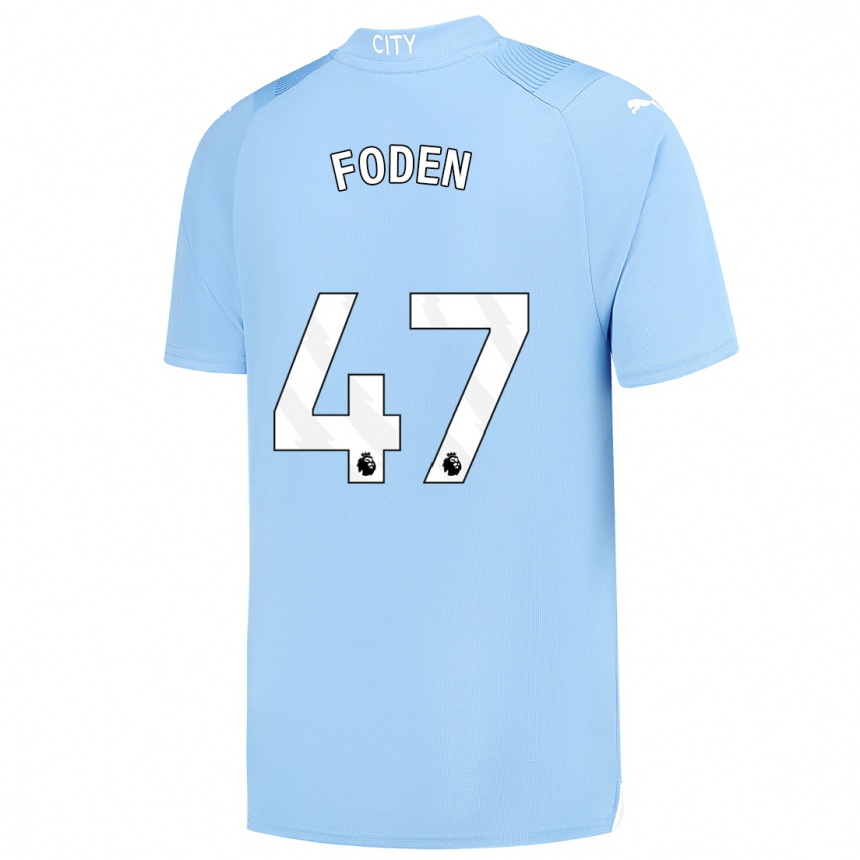 Kinder Fußball Phil Foden #47 Hellblau Heimtrikot Trikot 2023/24 T-Shirt Luxemburg