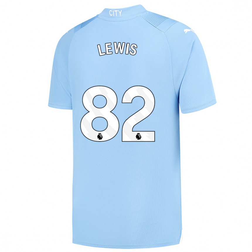 Kinder Fußball Rico Lewis #82 Hellblau Heimtrikot Trikot 2023/24 T-Shirt Luxemburg