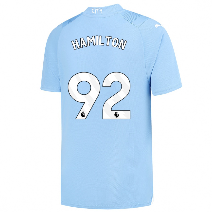 Kinder Fußball Micah Hamilton #92 Hellblau Heimtrikot Trikot 2023/24 T-Shirt Luxemburg