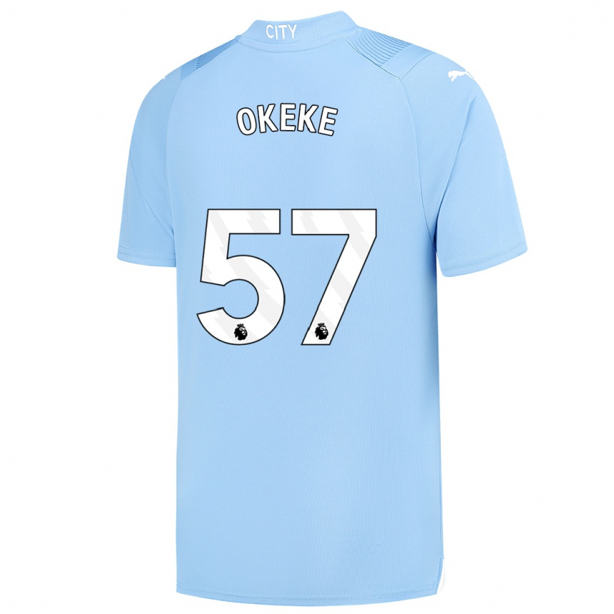 Kinder Fußball Michael Okeke #57 Hellblau Heimtrikot Trikot 2023/24 T-Shirt Luxemburg