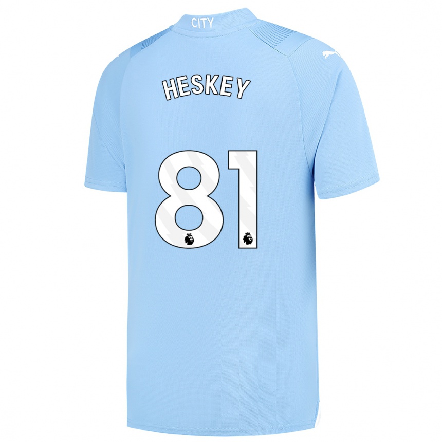 Kinder Fußball Jaden Heskey #81 Hellblau Heimtrikot Trikot 2023/24 T-Shirt Luxemburg