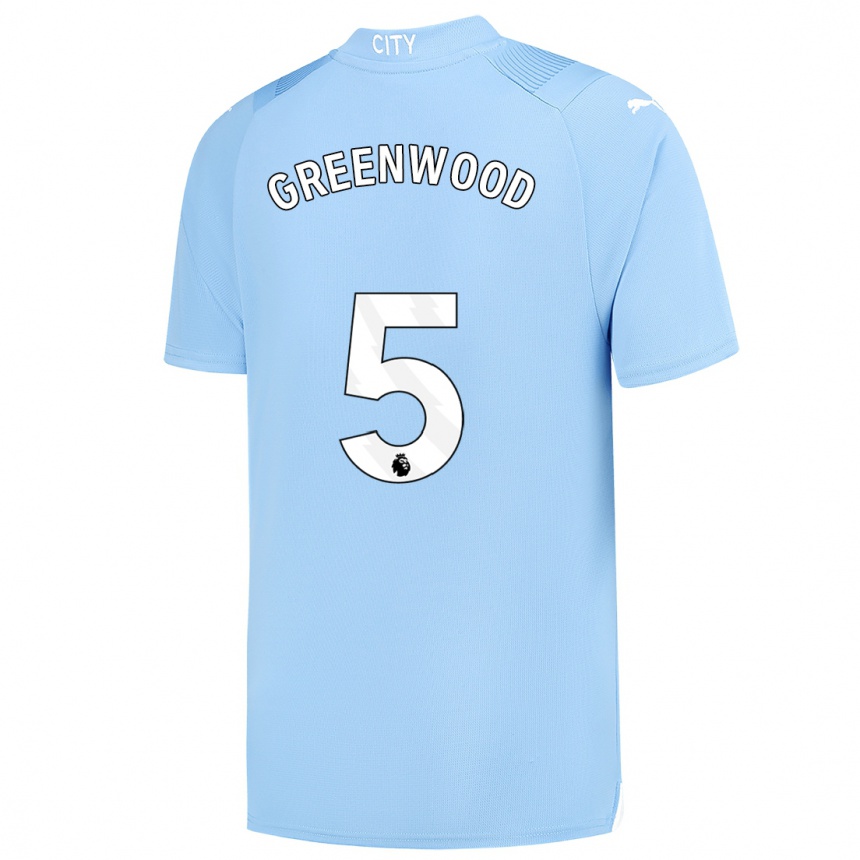 Kinder Fußball Alex Greenwood #5 Hellblau Heimtrikot Trikot 2023/24 T-Shirt Luxemburg