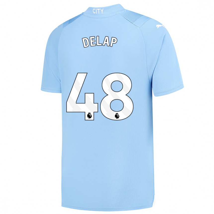 Kinder Fußball Liam Delap #48 Hellblau Heimtrikot Trikot 2023/24 T-Shirt Luxemburg