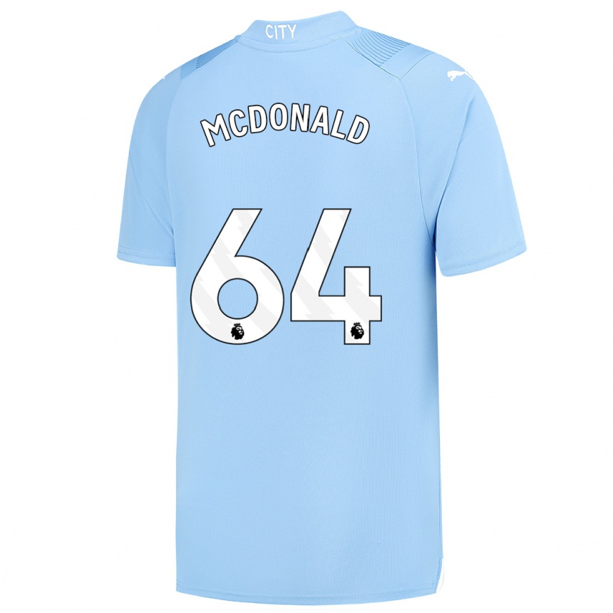 Kinder Fußball Rowan Mcdonald #64 Hellblau Heimtrikot Trikot 2023/24 T-Shirt Luxemburg