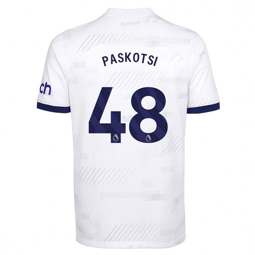 Kinder Fußball Maksim Paskotsi #48 Weiß Heimtrikot Trikot 2023/24 T-Shirt Luxemburg