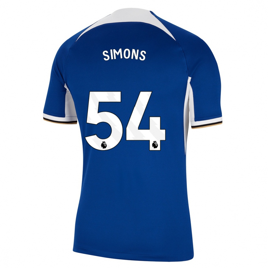 Kinder Fußball Xavier Simons #54 Blau Heimtrikot Trikot 2023/24 T-Shirt Luxemburg