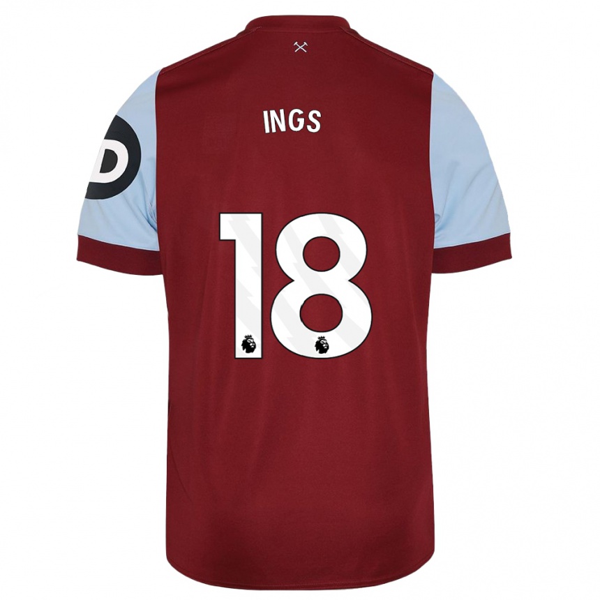 Kinder Fußball Danny Ings #18 Kastanienbraun Heimtrikot Trikot 2023/24 T-Shirt Luxemburg