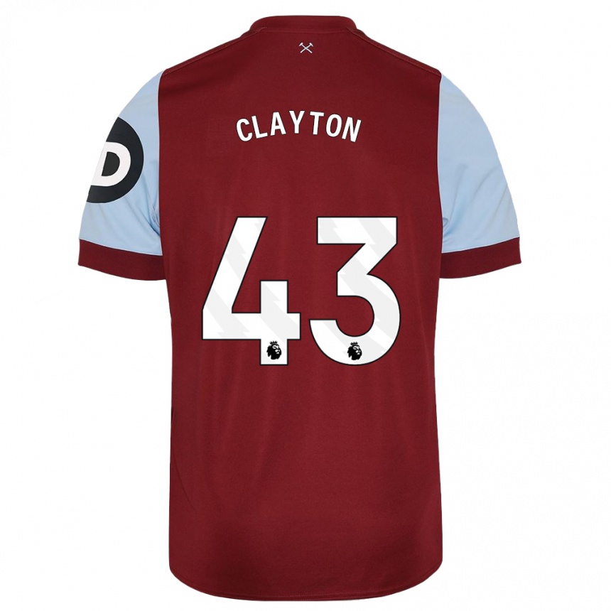 Kinder Fußball Regan Clayton #43 Kastanienbraun Heimtrikot Trikot 2023/24 T-Shirt Luxemburg