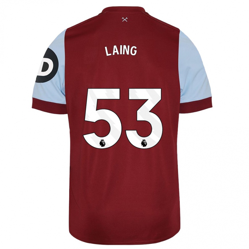 Kinder Fußball Levi Laing #53 Kastanienbraun Heimtrikot Trikot 2023/24 T-Shirt Luxemburg