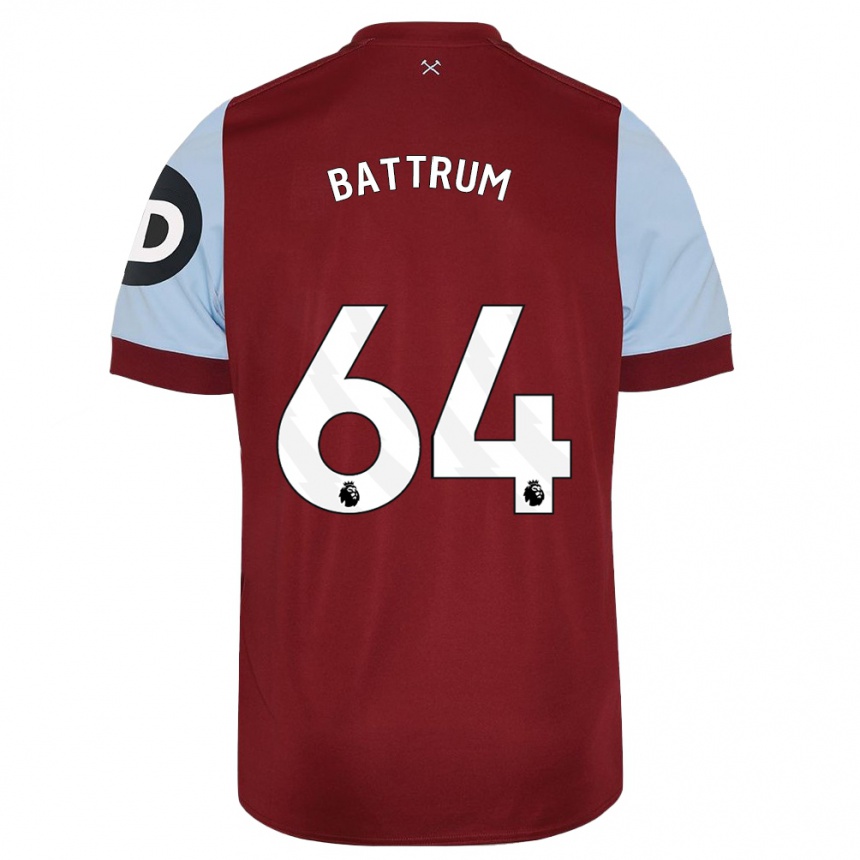 Kinder Fußball Ryan Battrum #64 Kastanienbraun Heimtrikot Trikot 2023/24 T-Shirt Luxemburg