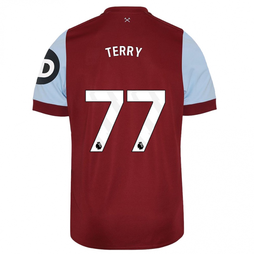 Kinder Fußball Mason Terry #77 Kastanienbraun Heimtrikot Trikot 2023/24 T-Shirt Luxemburg